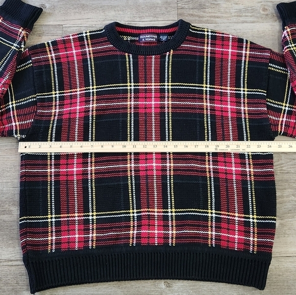Vintage Roundtree & Yorke Plaid knit sweater size XL - Picture 4 of 5